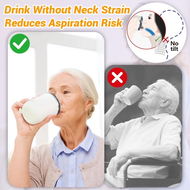 EZSLINGGLIDE Dysphagia Regulating Drinking Cups for Swallowing Difficulty - with 5cc, 10cc, & 15cc Sip Cup Options - Liquids Only - Pack of 1 (White) - Image 4